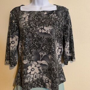 Square Neck Sequins Top